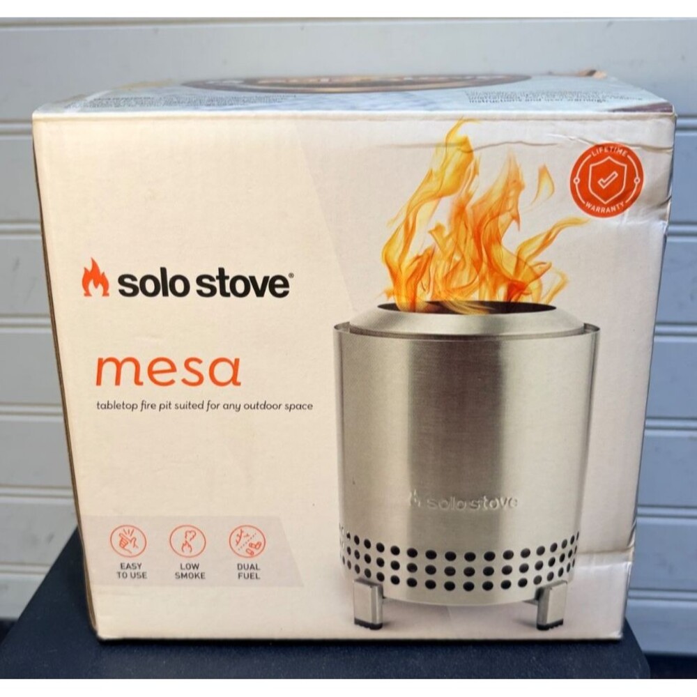 Solo Stove Mesa Stainless Steel Tabletop Fire Pit w/ Stand New in Box